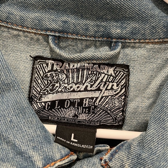 Brooklyn Cloth Denim Blue Jean Jacket World Wide Size L - Picture 3 of 7
